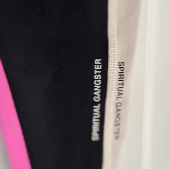 Spiritual Gangster Black White and Pink Women's Sports Bra and Leggings Set - Picture 5 of 6